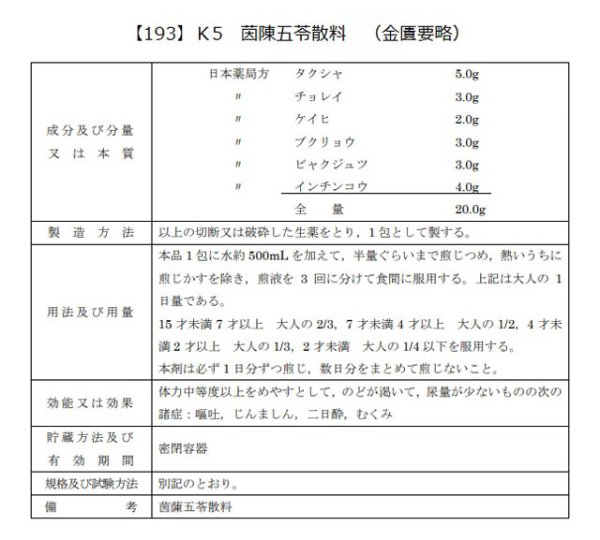 画像2: 茵陳五苓散料（インチンゴレイサンリョウ） (2)