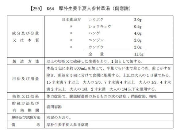 画像2: 厚朴生姜半夏人参甘草湯（コウボクショウキョウハンゲニンジンカンゾウトウ） (2)