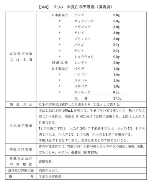 画像2: 半夏白朮天麻湯（ハンゲビャクジュツテンマトウ） (2)